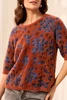 ELBOW SLV PRINT CREW NECK SWEATER 3244O-8321