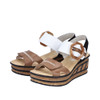 SANDAL HIGH WEDGE W. BUCKLE BS LINEN/WHITE 68176-64