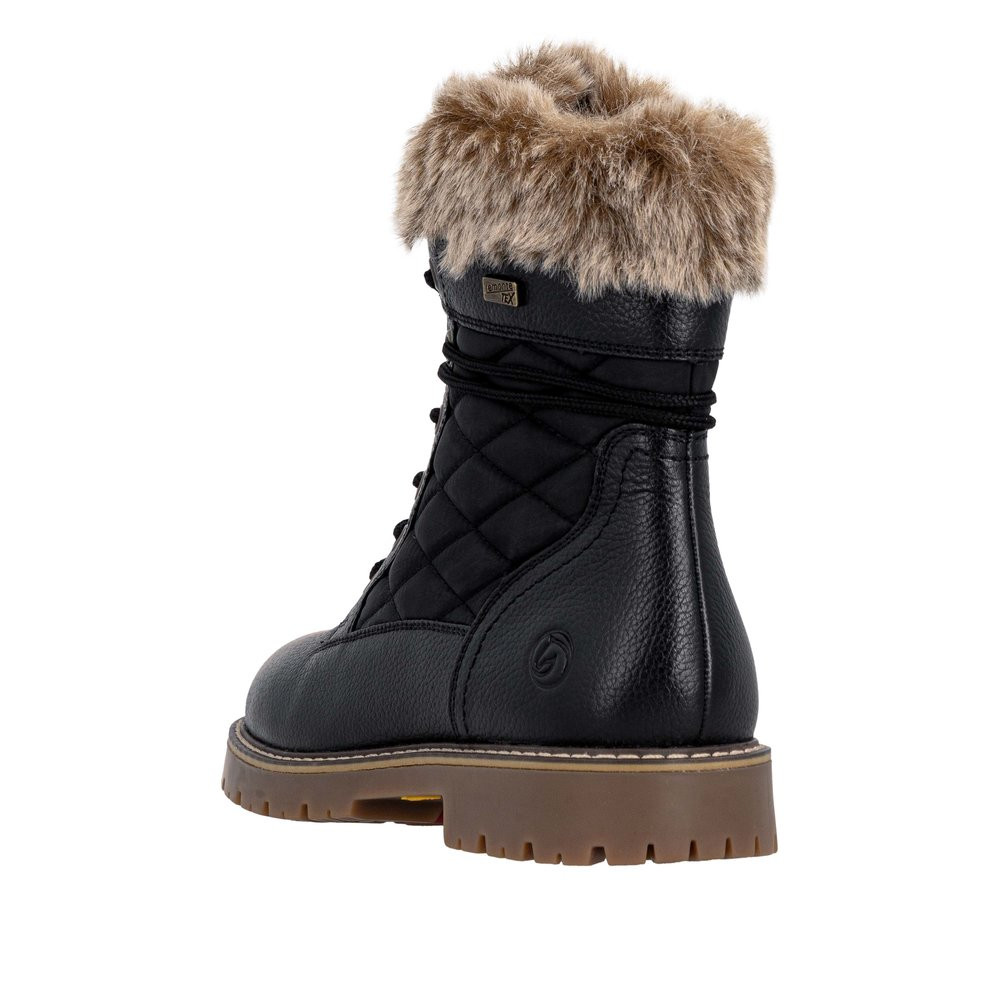 WINTER LACE-UP FUR CUFF BOOT BLACK D9383-03 - Brock's