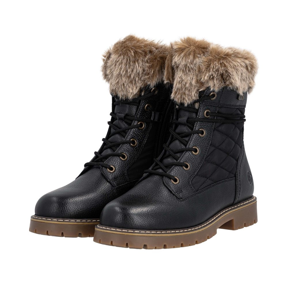 WINTER LACE-UP FUR CUFF BOOT BLACK D9383-03 - Brock's