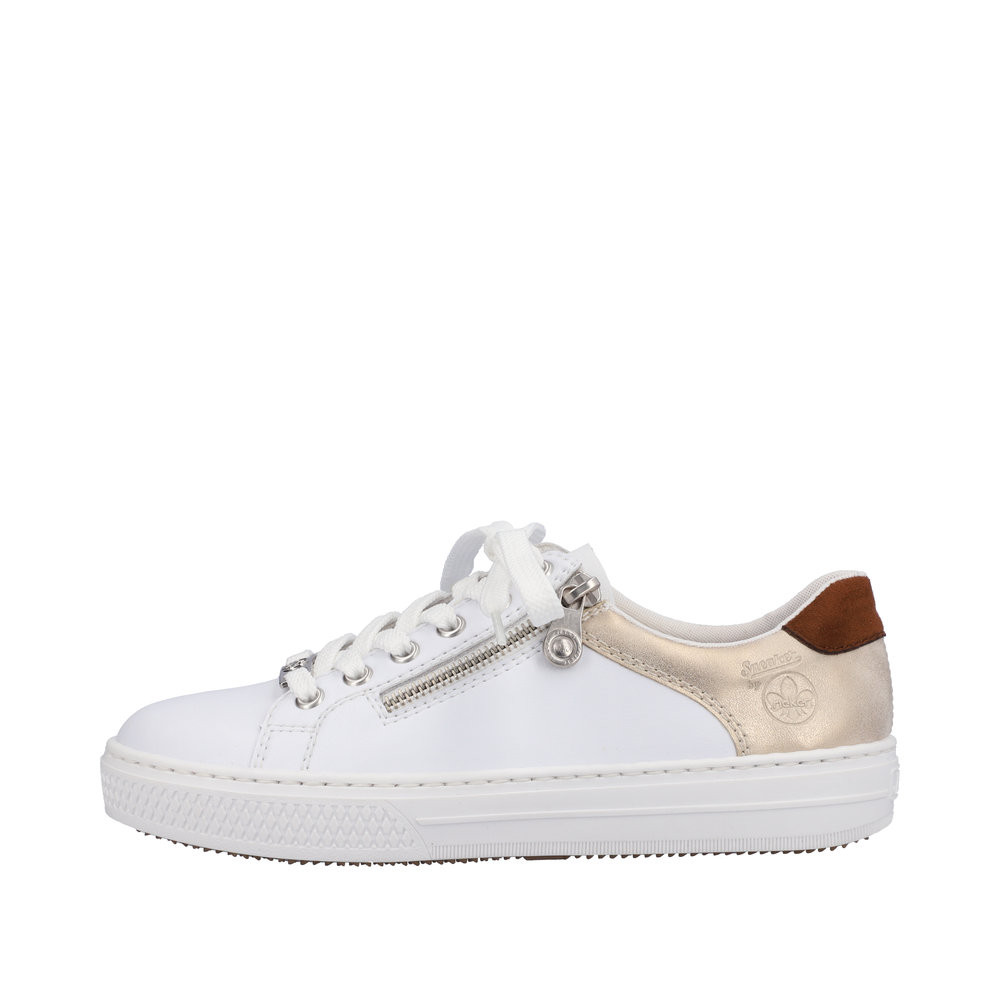 SNEAKER LEATHER ZIP WHITE/SHELL L59A1-81 - Brock's