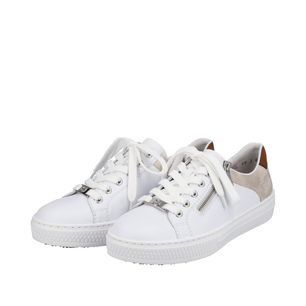 SNEAKER LEATHER ZIP WHITE/SHELL L59A1-81 - Brock's