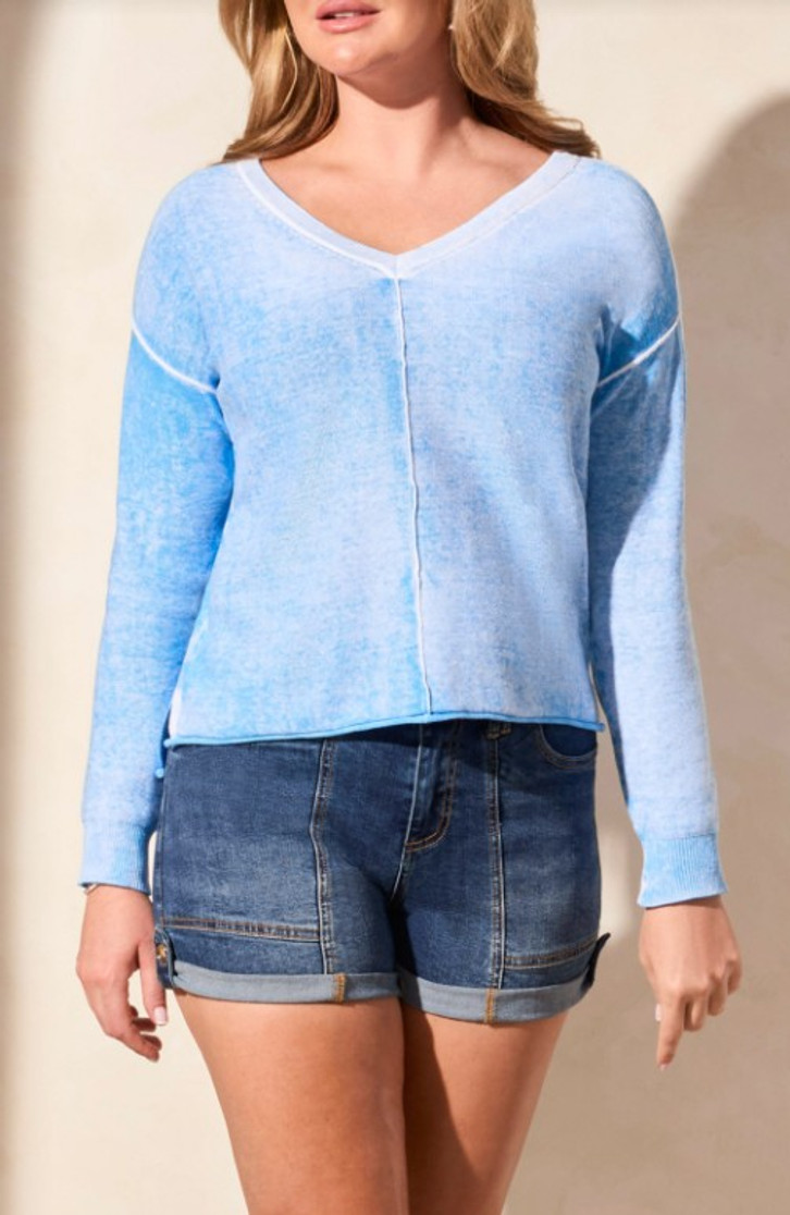 COTTON V-NECK SWEATER WASH 5394O-4739