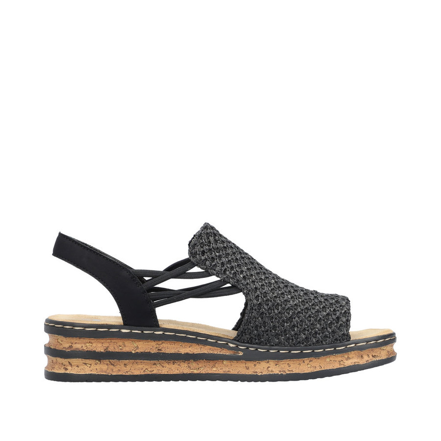 SANDAL ELASTIC SLIP ON WIDE BAND BLACK 62941-00