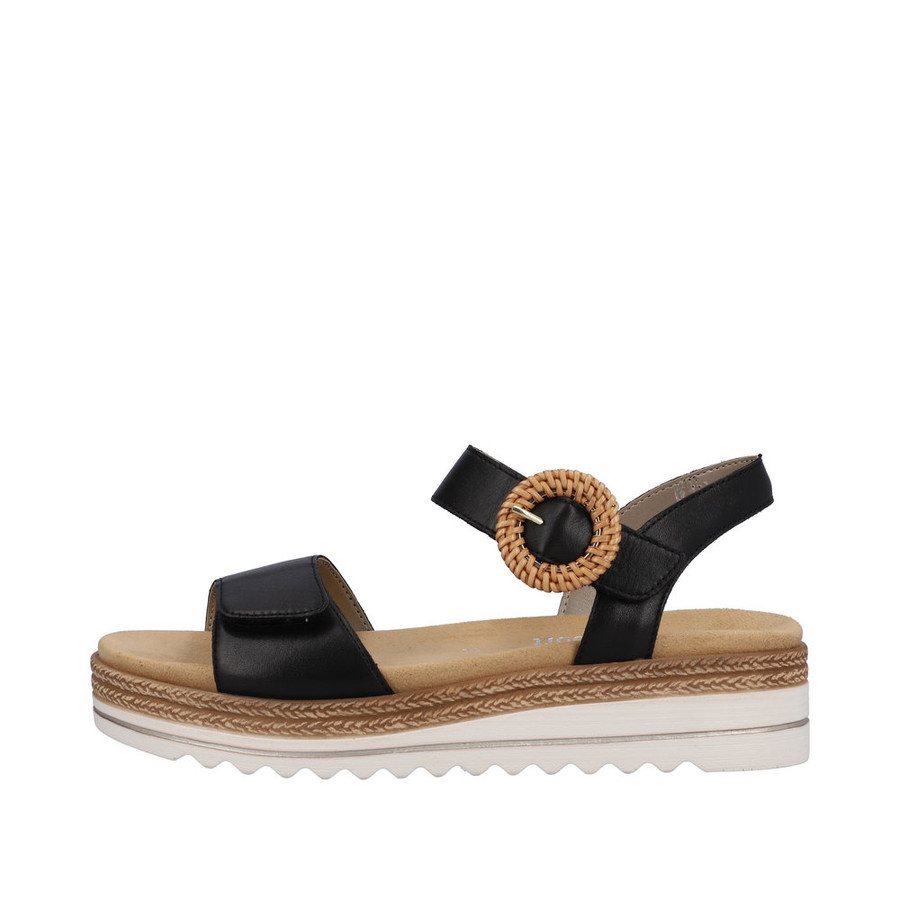 BS SANDAL VELCRO LOW WEDGE BLACK D0Q52-00