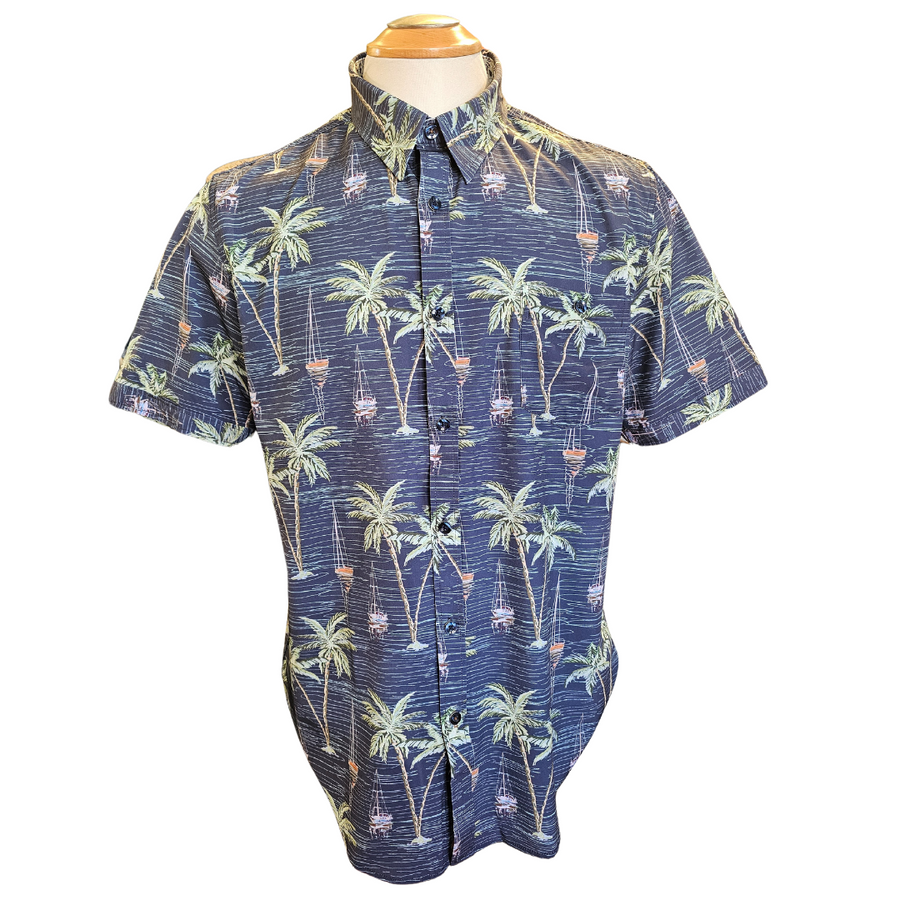 SS SHIRT 4 WAY STRETCH SAIL/PALM PRINT 7264635