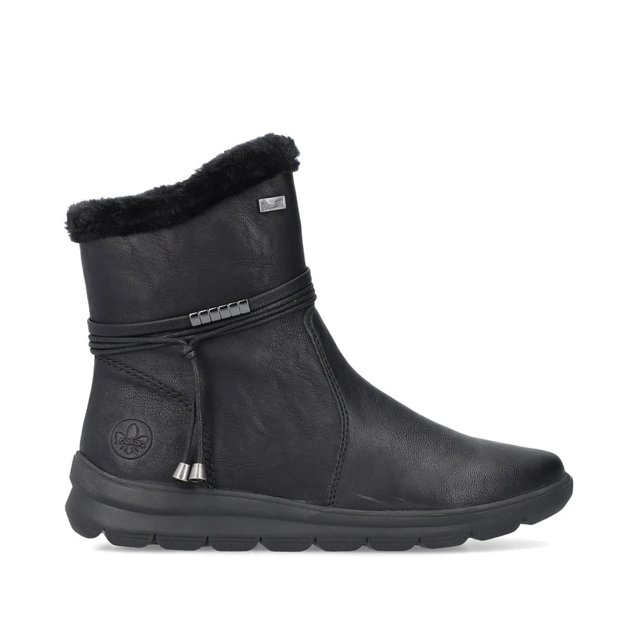 SIDE ZIP WP CASUAL BOOT WITH CORD DETAIL BLACK Z0070-00