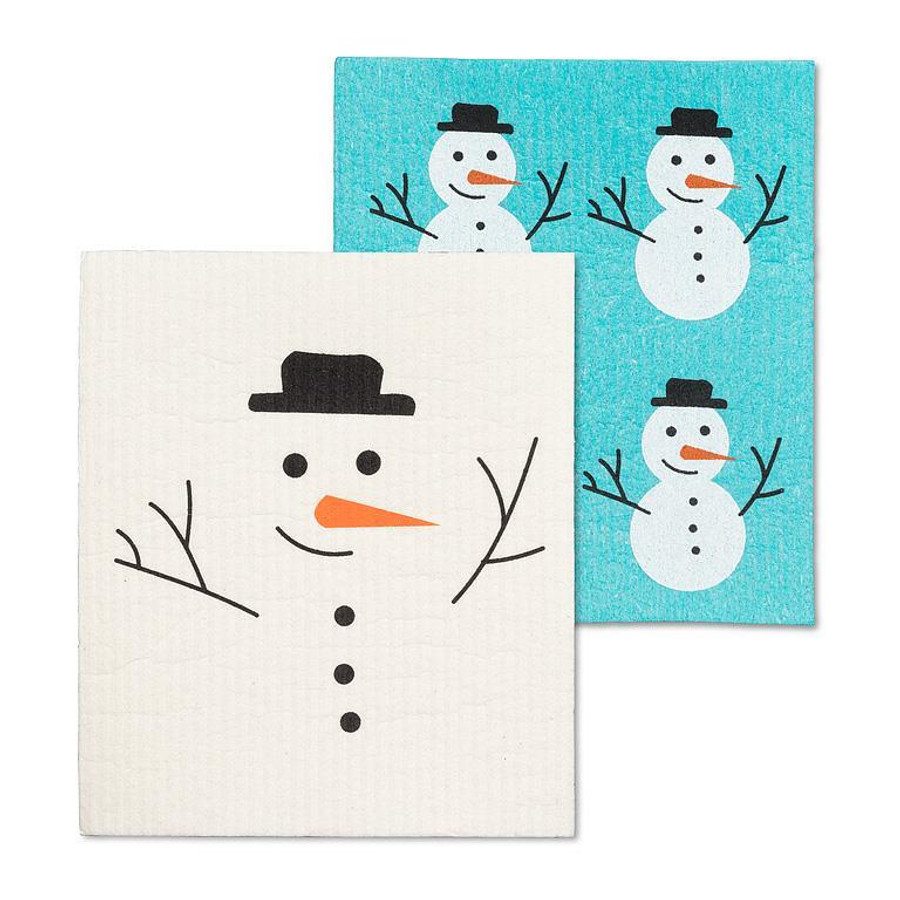 S/2 SNOWMAN DISHCLOTHS 84ASDAMX217