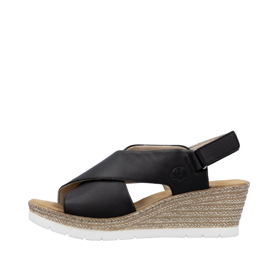 WIDE BAND X-OVER BS WEDGE SANDAL BLACK 61975-00