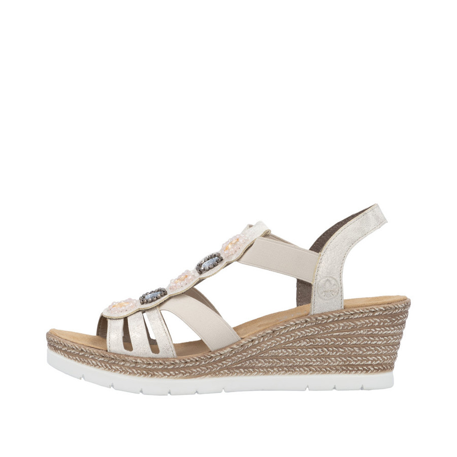 ELASTIC STRAP CENTRE JEWEL WEDGE BEIGE-GOLD 619B2-60
