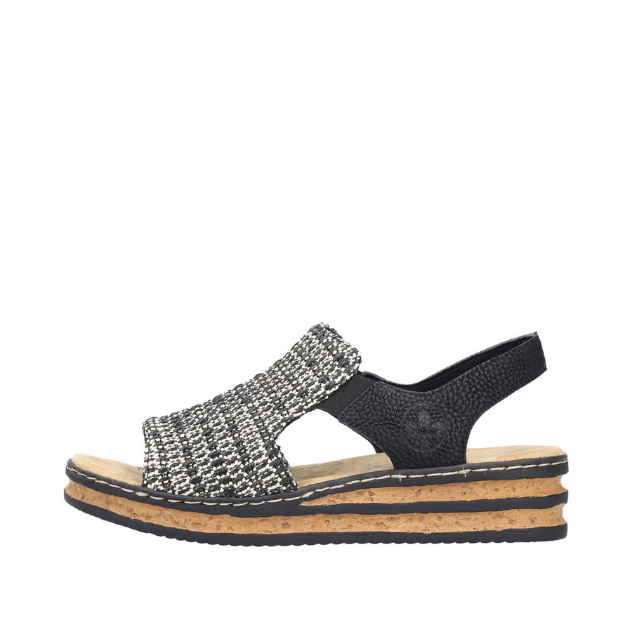 SLIP ON SANDAL ELASTIC WEDGE BLACK SAND 62971-00