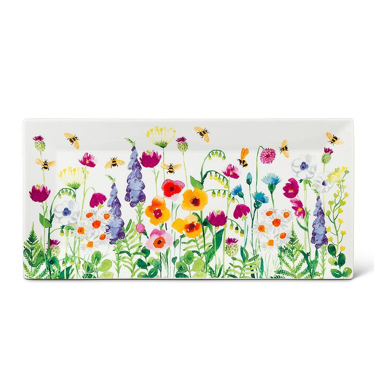 BEE GARDEN LG RECT PLATTER 27-GARDEN-PLAT