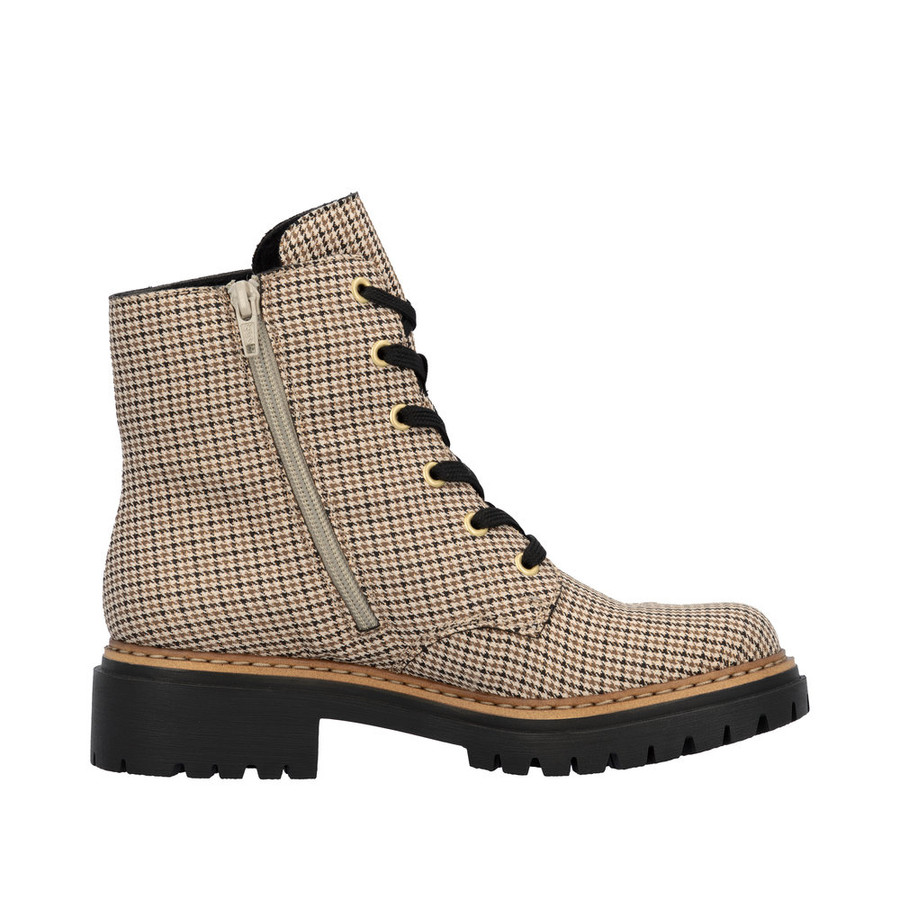 SDZIP LAVE FASHION BOOT HOUNDSTOOTH PRINT BEIGE/BLACK 72617-60
