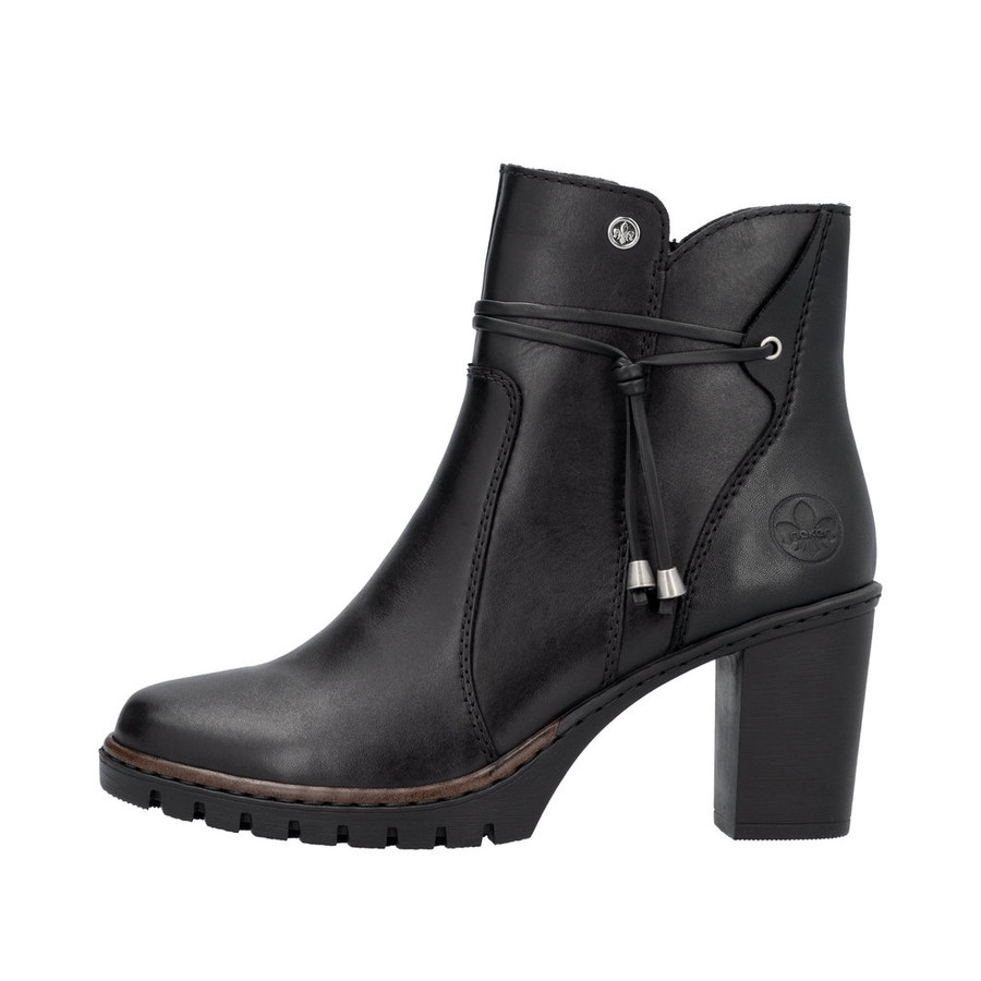 ANKLE BOOT MID HEEL TIE DETAIL BLACK Y2567-00