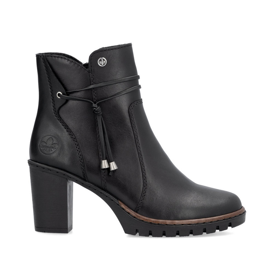 ANKLE BOOT MID HEEL TIE DETAIL BLACK Y2567-00