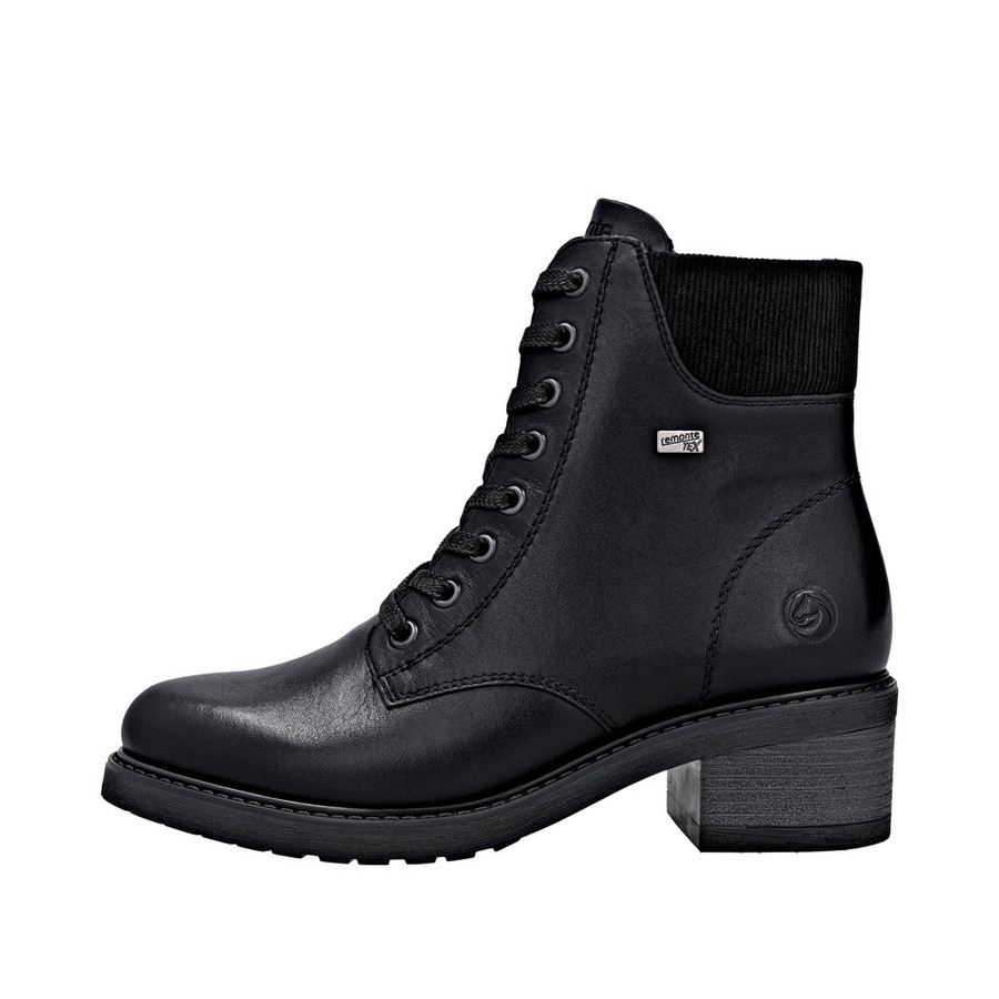 LACE BOOT SDZIP STACK HEEL BLACK  D1A70-01