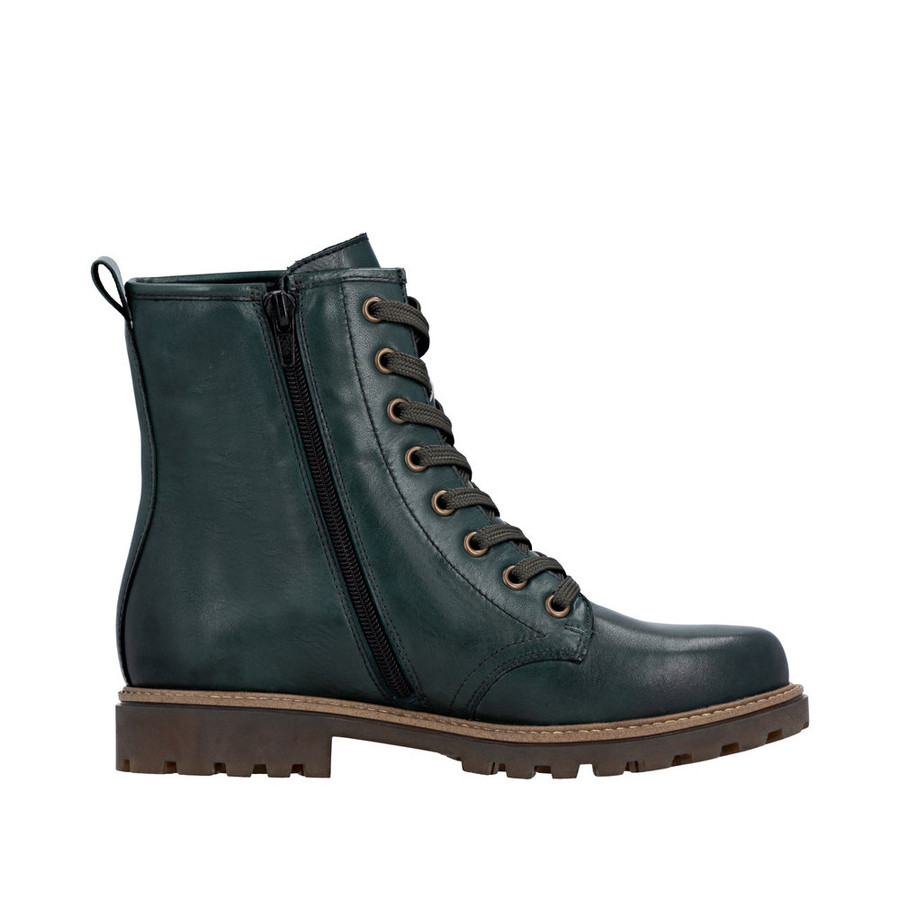 FASHION HIKER LACE SIDE ZIP STACK HEEL OLIVE D3C70-54