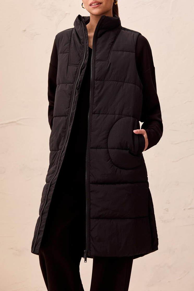 ZIP FRONT LONG QUILTED VEST 2314O-3823