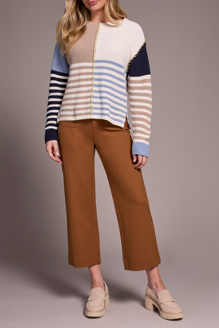 BOAT NECK SWEATER MULTI STRIPE/COL BLOCK 2338O-8077