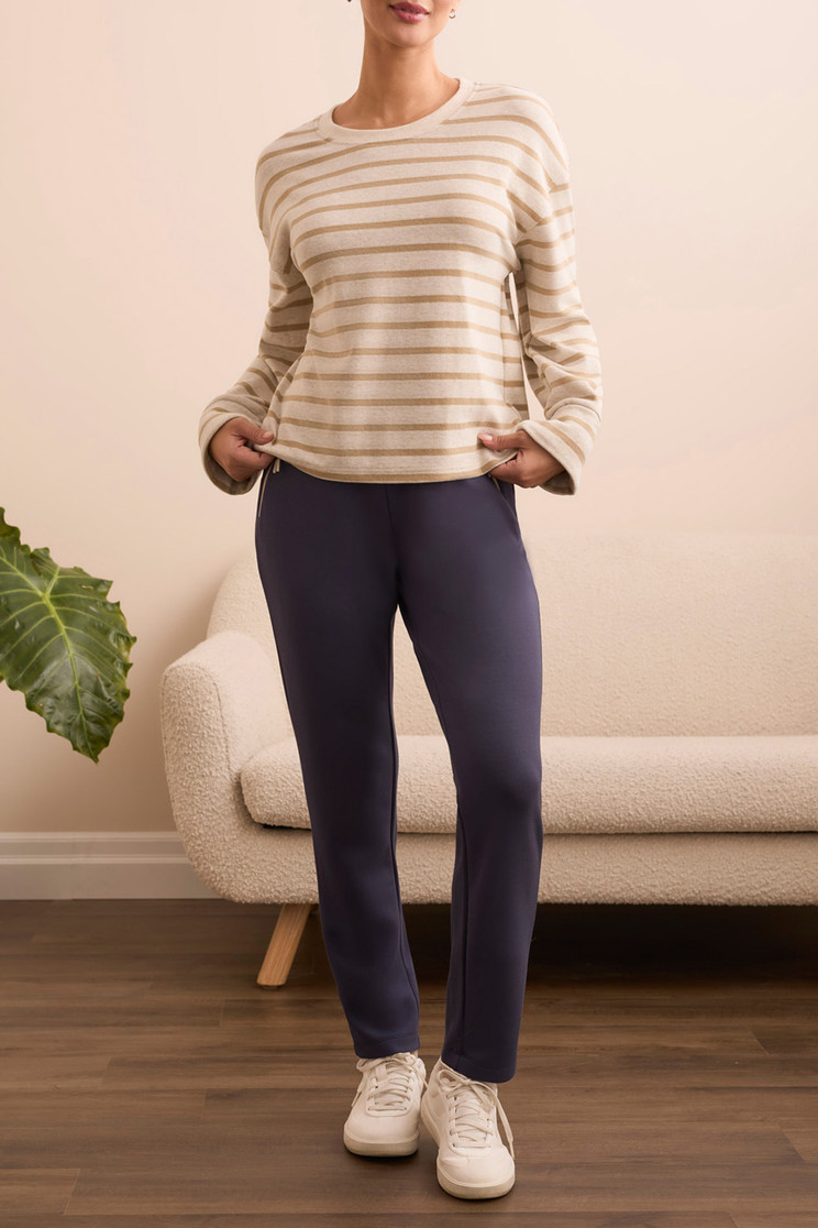 CREW NECK STRIPE TOP W/CUFF 2343O-8340