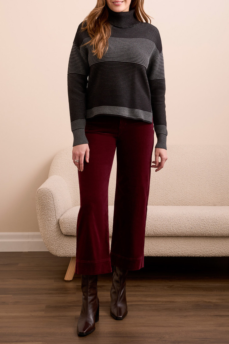 TURTLENECK TONAL STRIPE COTTON HILOW SWEATER 5933O-4814