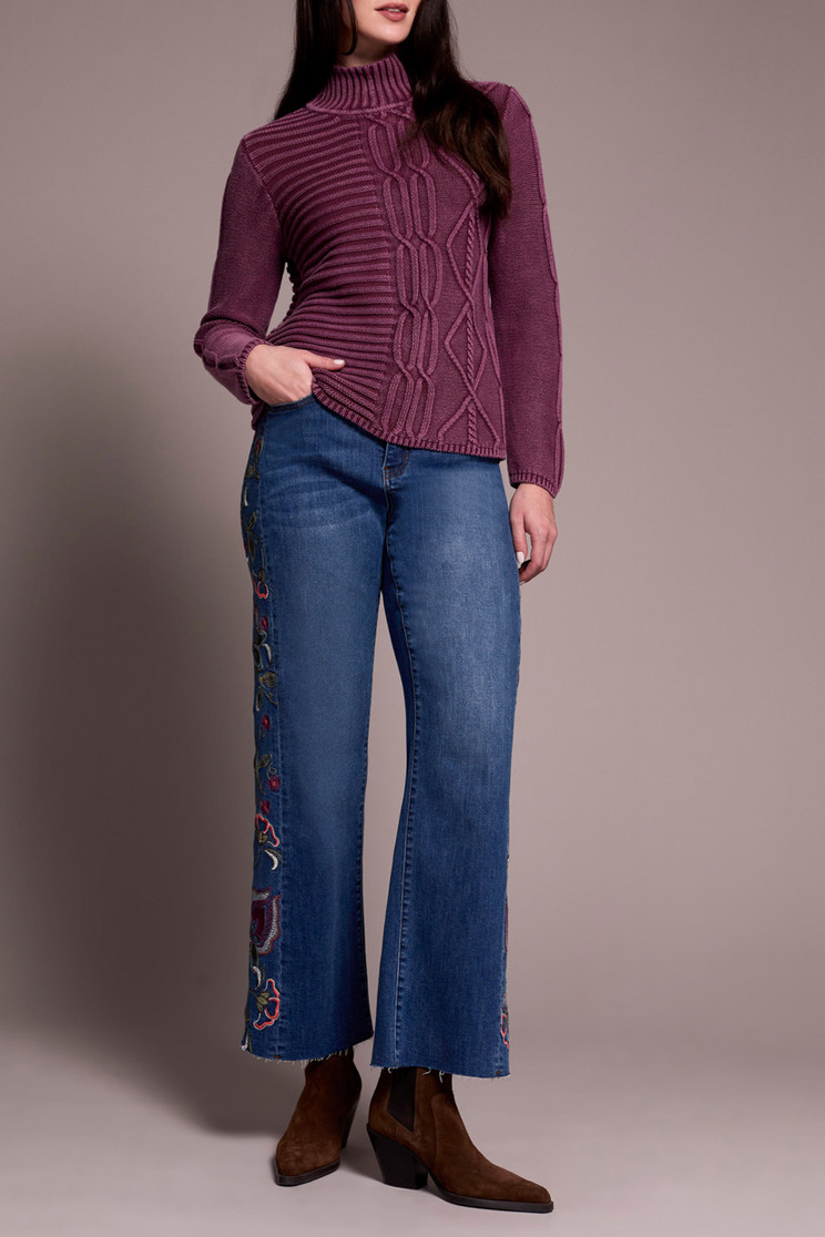 MOCK NECK SWEATER WASHED CABLE COTTON 5935O-4632
