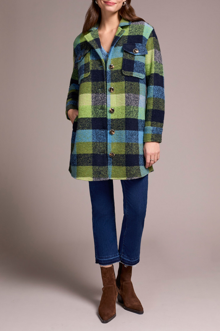PLAID SHACKET 3/4 5966O-5056