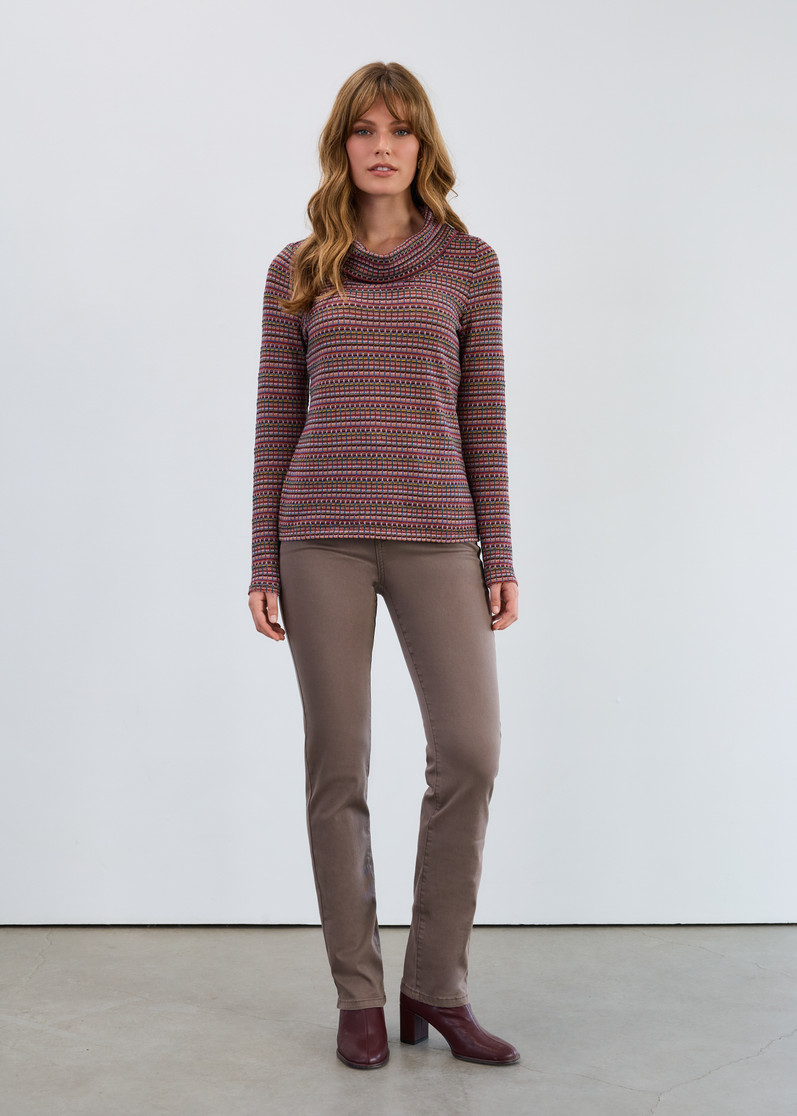 COWL NECK LS STRIPE TOP 3121305