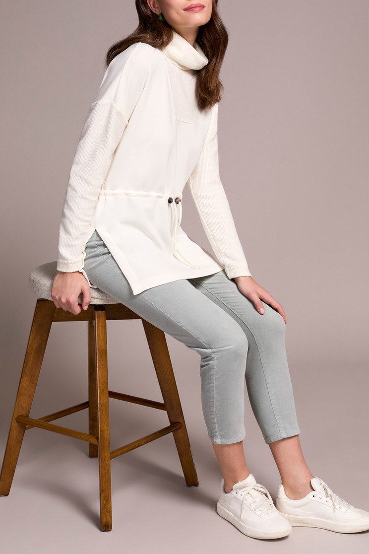 TURTLE NECK COMBO TOP CINCH WAIST 5925O-5032