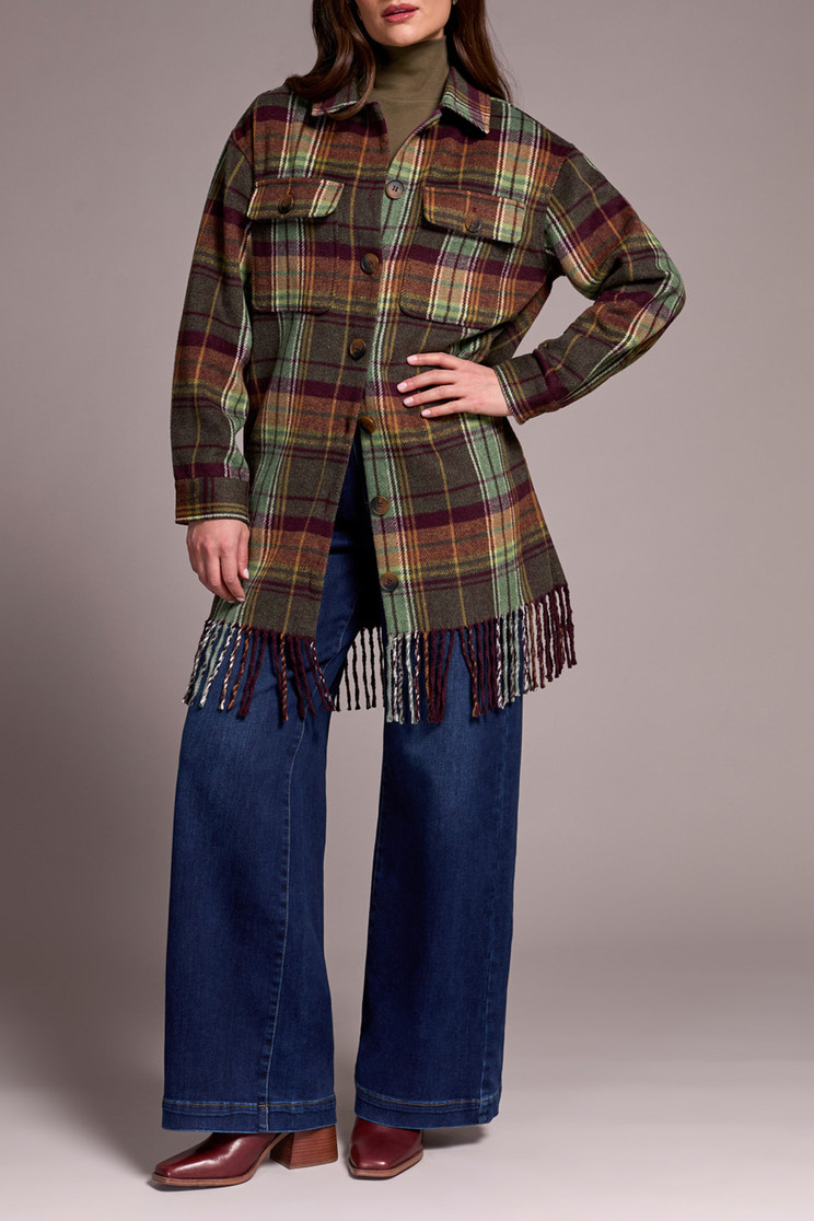 PLAID JACKET W/FRINGE HEM 5981O-4466