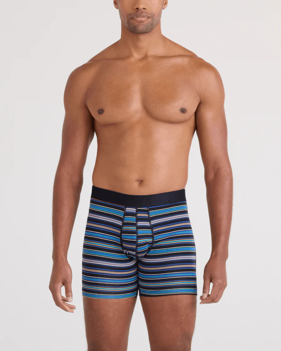 DROPTEMP COOLING COTTON BOXER BRIEF FLY 2PK VIVID STRIPE/DK GREY SXPP2C-VSD(SXPP2CVSD)