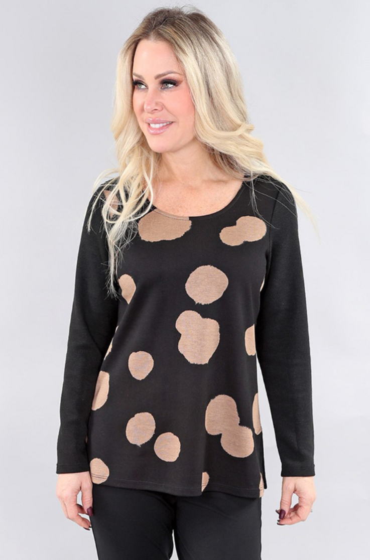 CREW TOP CAMEL/BLACK 2965