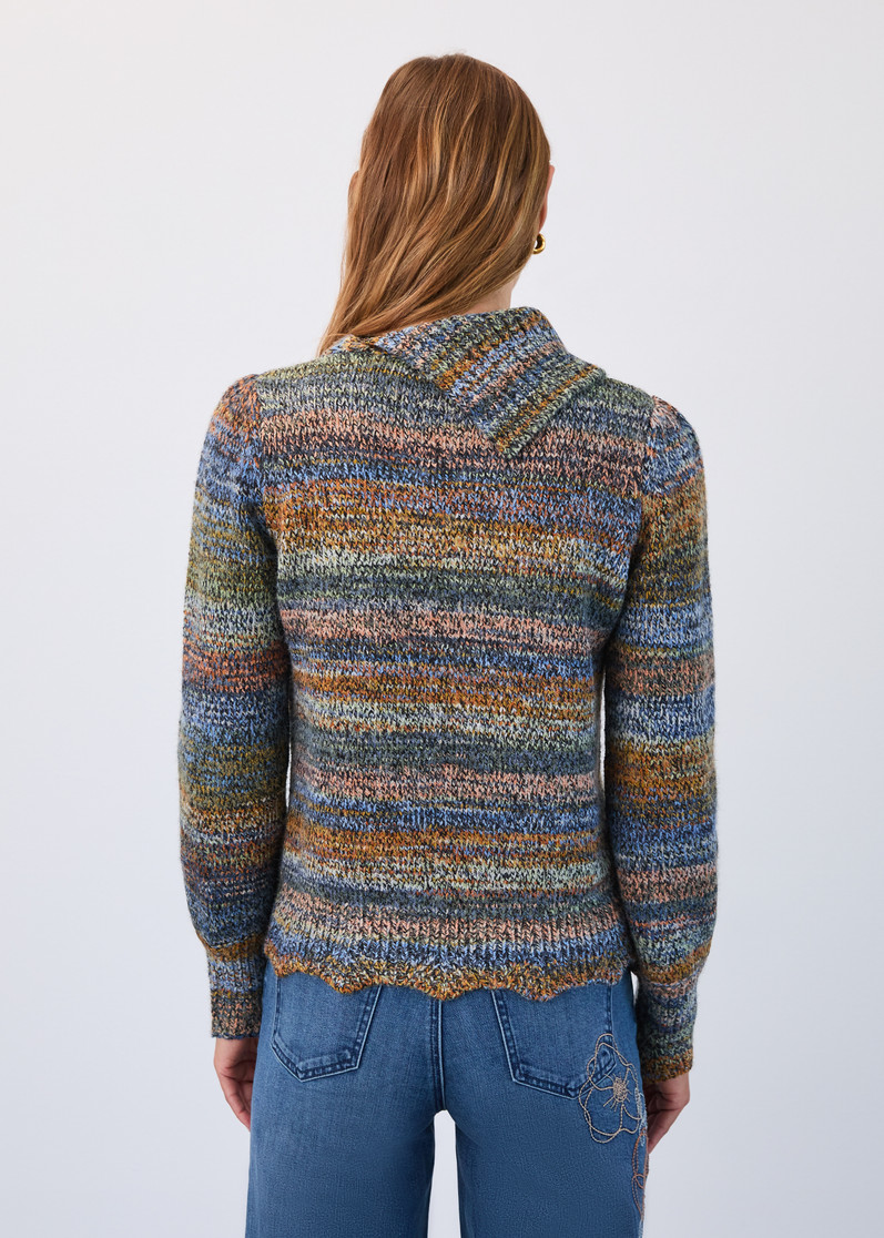 ENVELOPE COLLAR SWEATER SPACEDYE STRIPE 1489306(1489306)