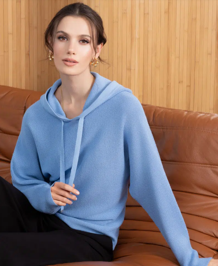 HOODY SOLID WAFFLE SWEATER A46112