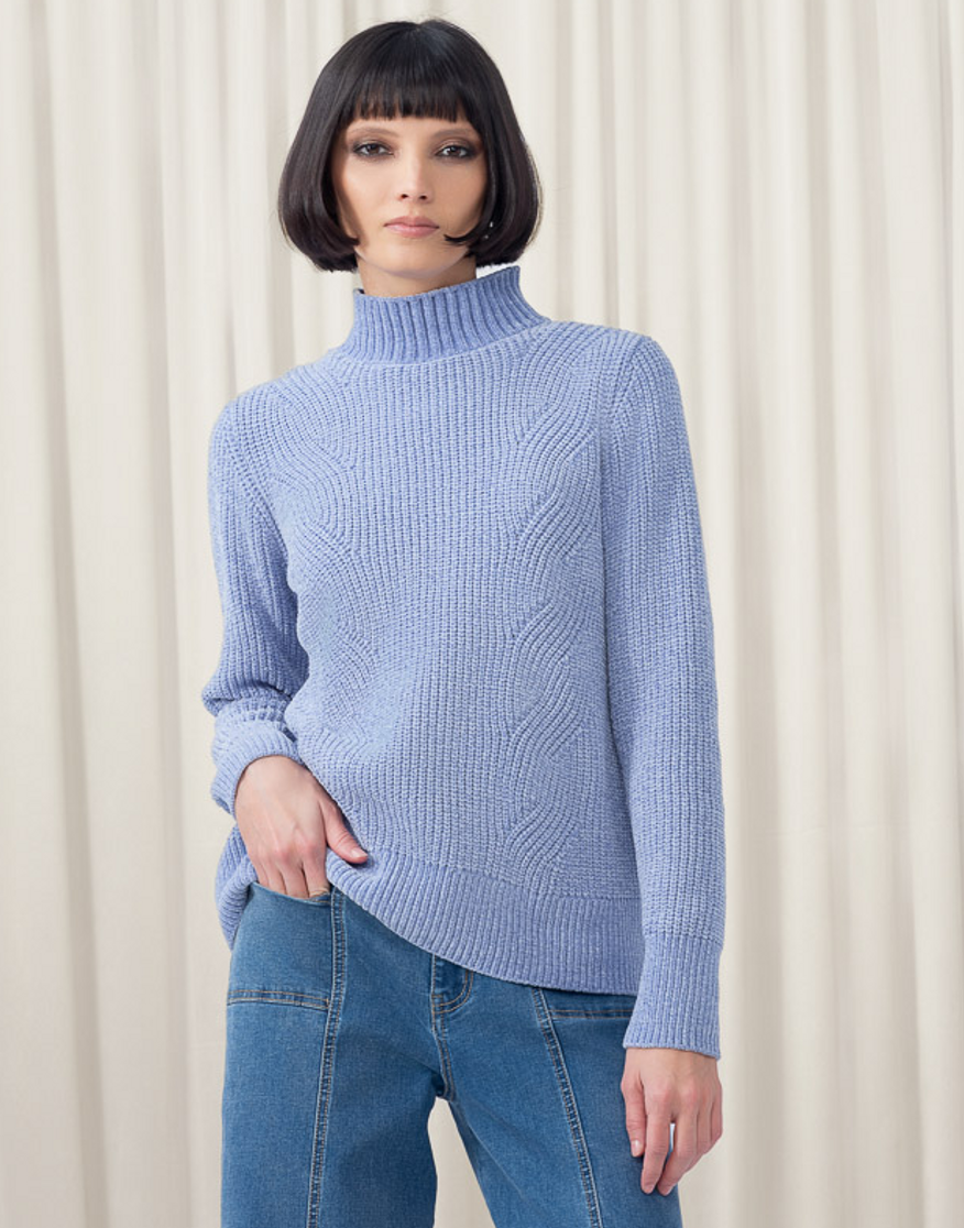 CHENILLE MOCK NECK SWEATER SOLID