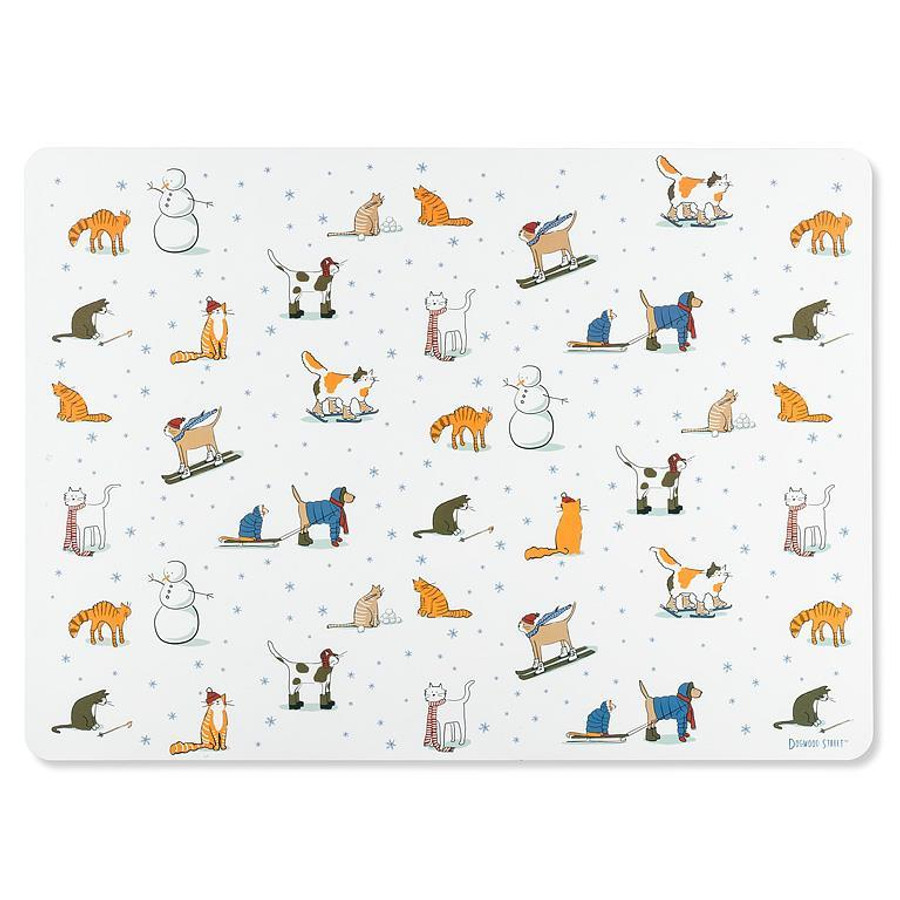 WINTER SPORTS CATS PLACEMAT 27TABLEMATWINTERCATS