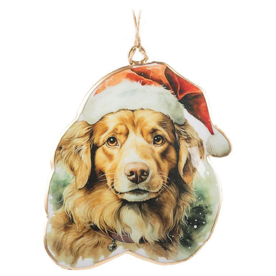 DOG W/SANTA HAT ORNAMENT 37IMPRINT143(37IMPRINT143)