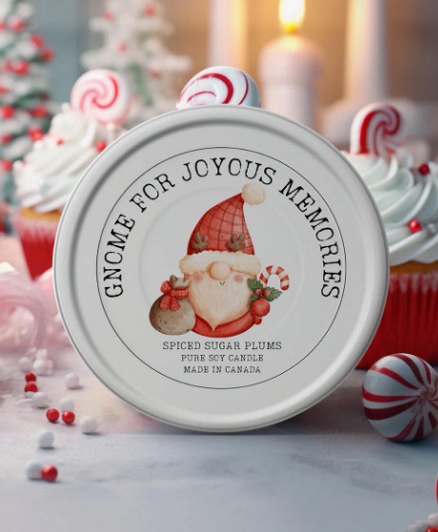 GNOME FOR THE JOYOUS MEMORIES SPICED SUGAR PLUMS 4OZ TIN