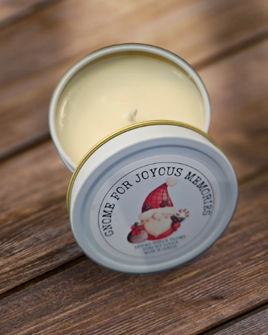 GNOME FOR THE JOYOUS MEMORIES SPICED SUGAR PLUMS 4OZ TIN