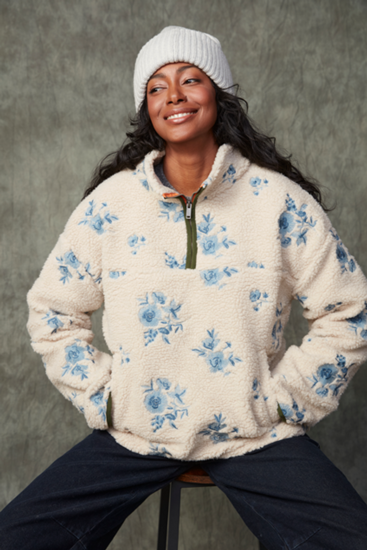 POPPY 1/4 ZIP PRINT FLEECE 76J070S1