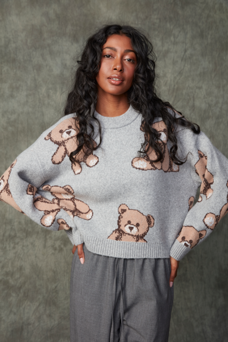 ANNAROSA CREW NECK SWEATER ALL OVER TEDDIES 77S337S