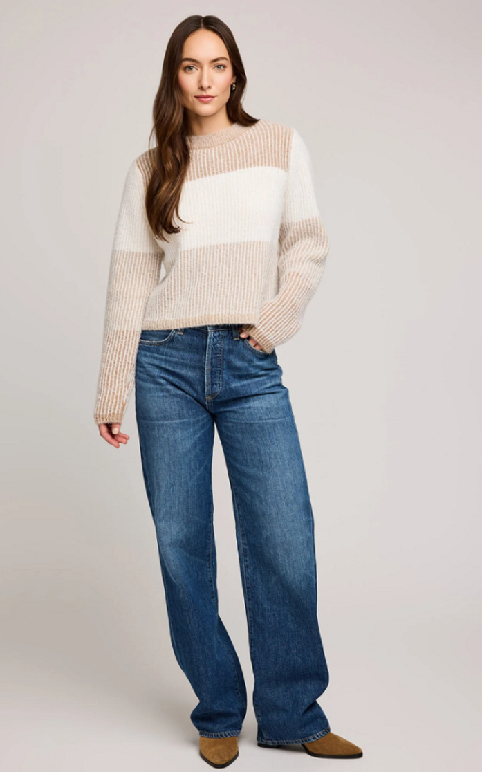 LUCILLE FUZZY CREW 2 TONE SWEATER GF2510-3143