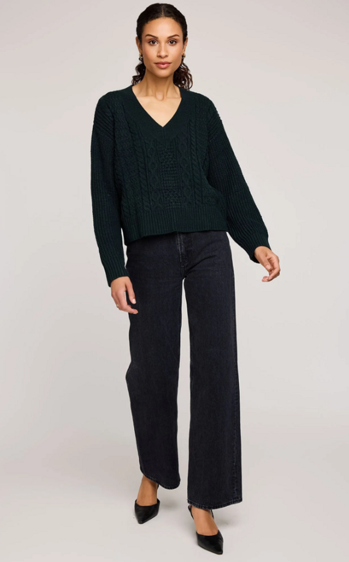 MARCIE V NECK CABLE SWEATER GF2510-3150