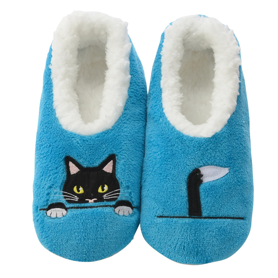 SNOOZIES SLIPPER BLUE PEEK A BOO CAT WPSPBLPABC