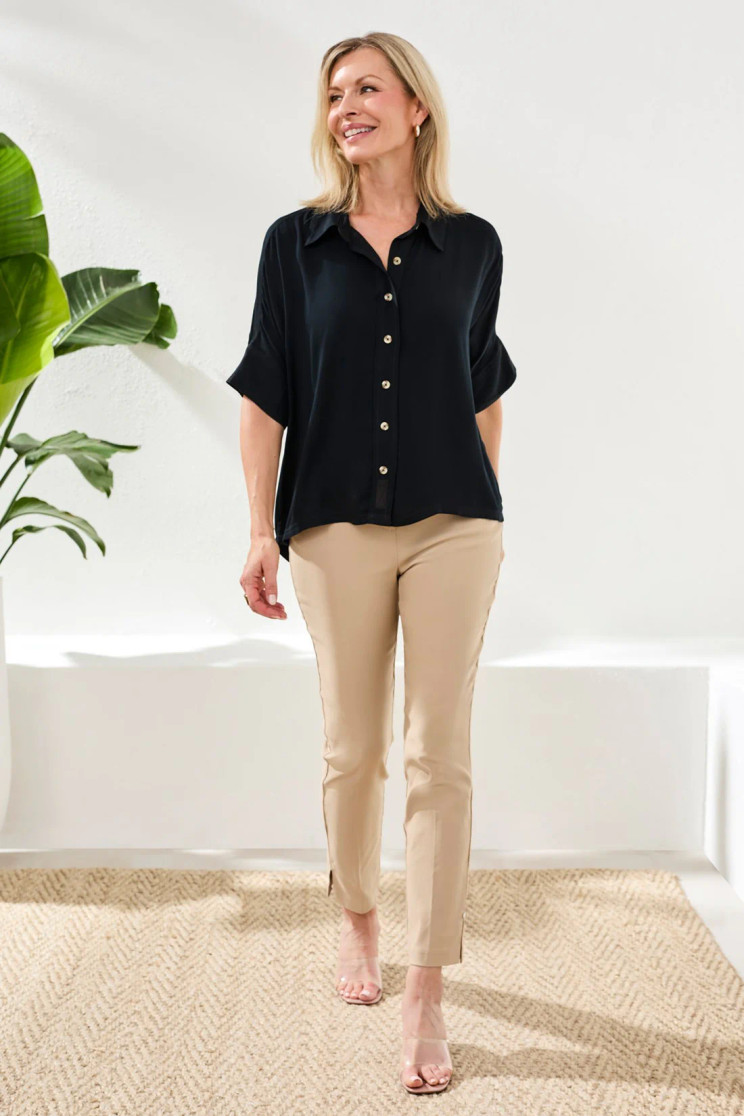 ELBOW SLV BLOUSE SOLID VISCOSE 3112O-8386