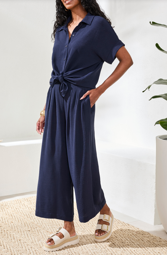 FLOWY CROP PANT BK ELASTIC WB 6146O-4835