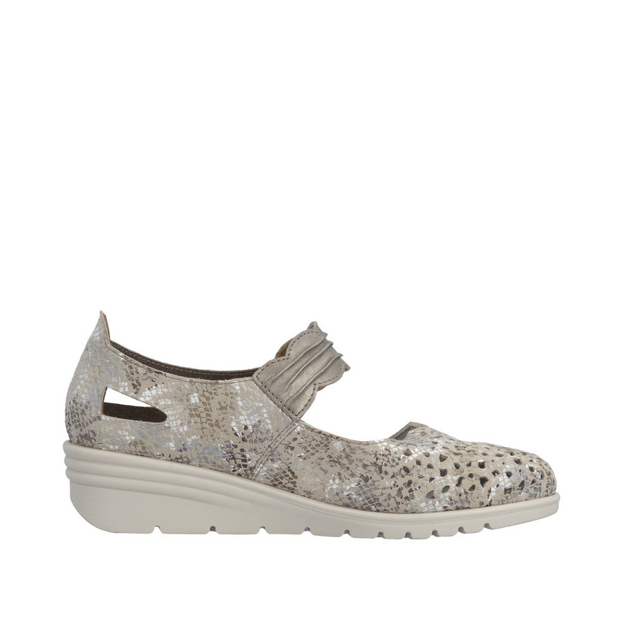 PERF WEDGE MJ STRAP SHOE PEARL METALLIC L5359-90