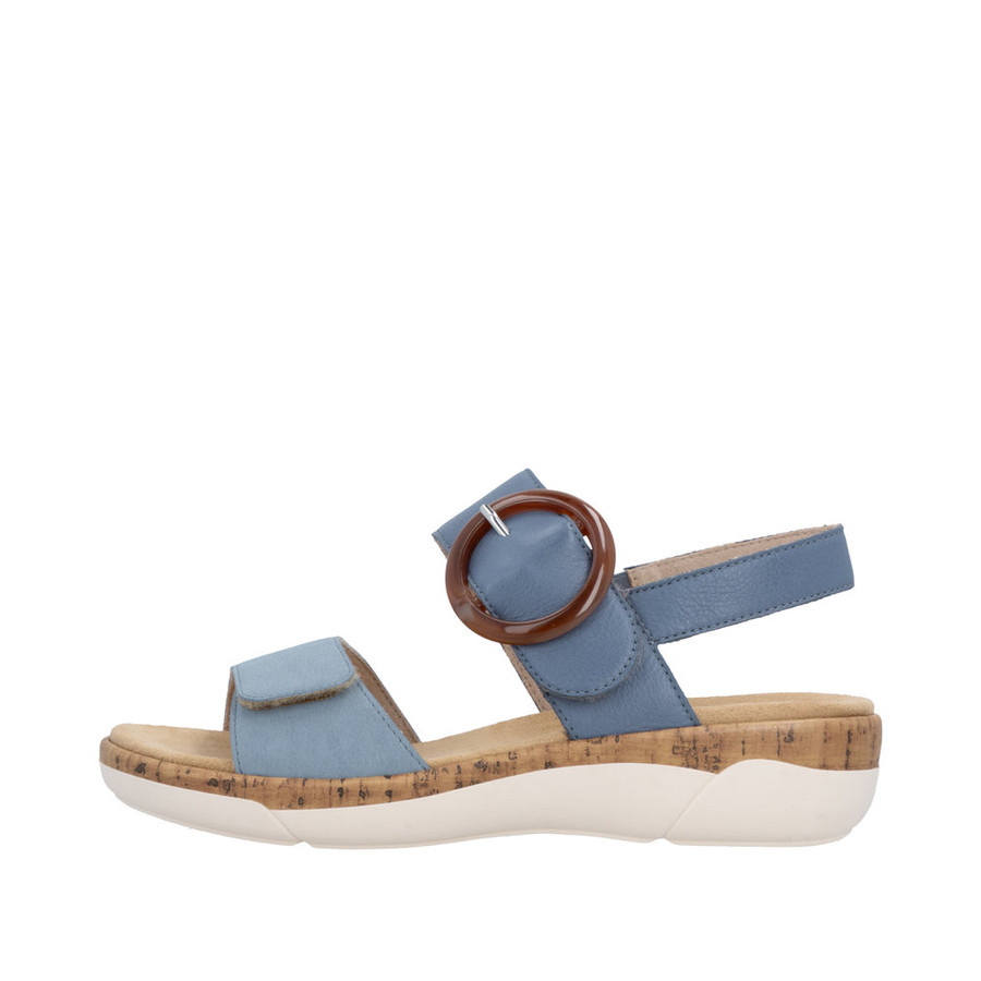VELCRO BACKSTRAP SANDAL W. BUCKLE AQUA/JEANS R6853-15