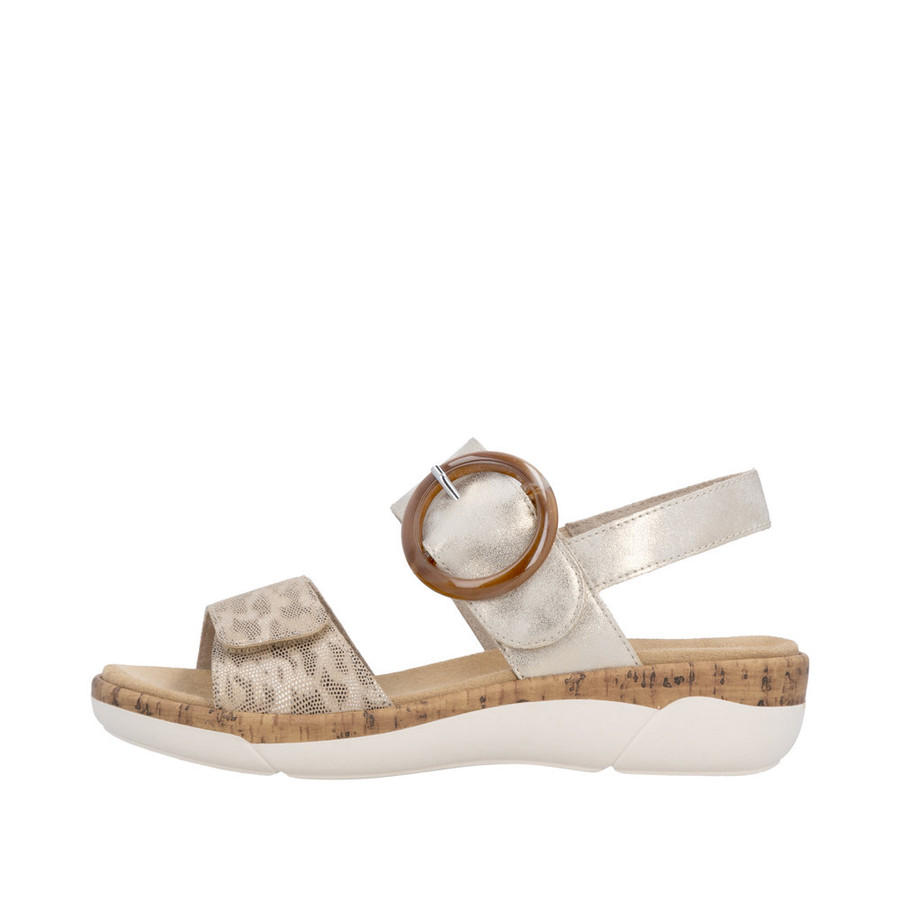 VELCRO BACKSTRAP SANDAL W. BUCKLE BEIGE/METALLIC SEASHELL R6853-94