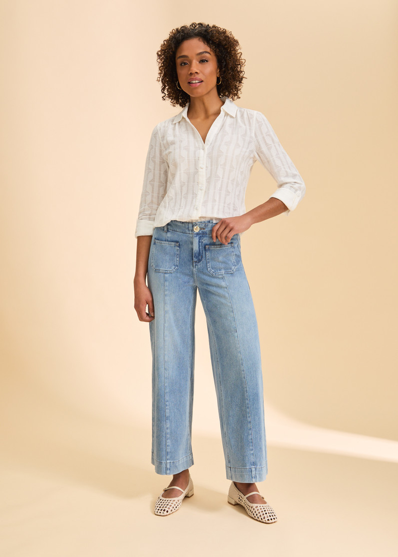 CROP PULL ON FLOWY WIDE STRIPE PANT 6090O-5400 - Brock's
